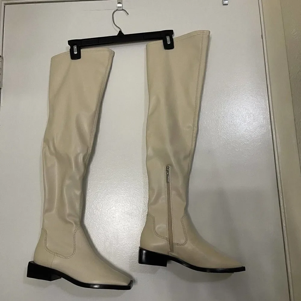 NEW Schutz Guily Up Over the Knee Boot Color EGGSHELL Square toe Size 6